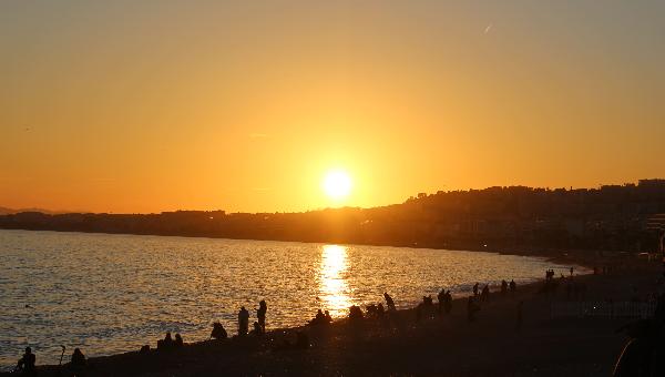 Le coucher de soleil à Nice
